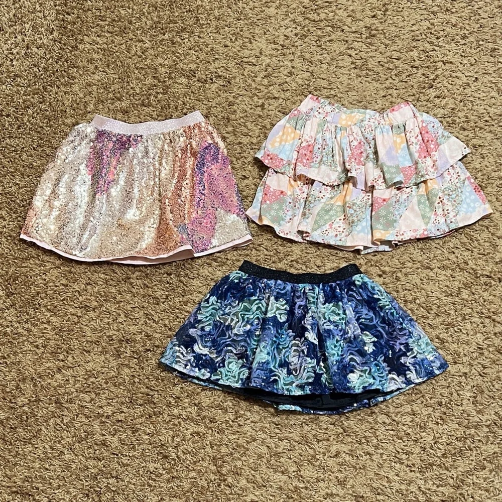 Bundle of 3 Little Girl Skirts Multicolor Mixed Prints Dance Play School 5/6